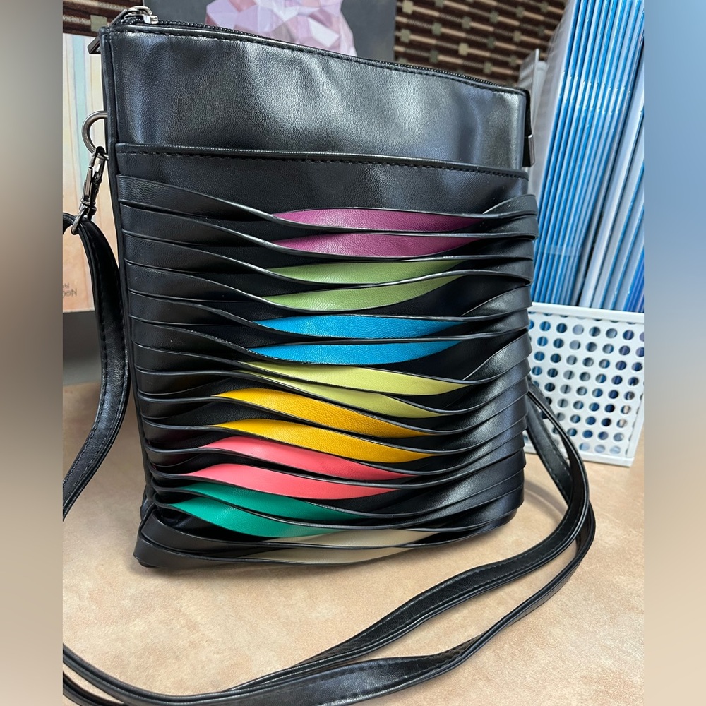 Mellow World Bowie Rainbow Messenger Bag EUC